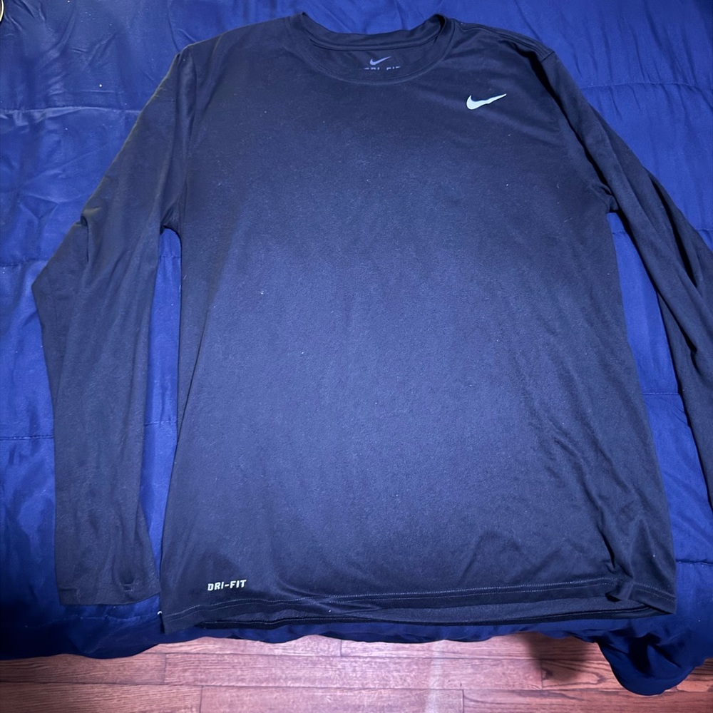 Nike dri fit long sleeve black workout shirt large